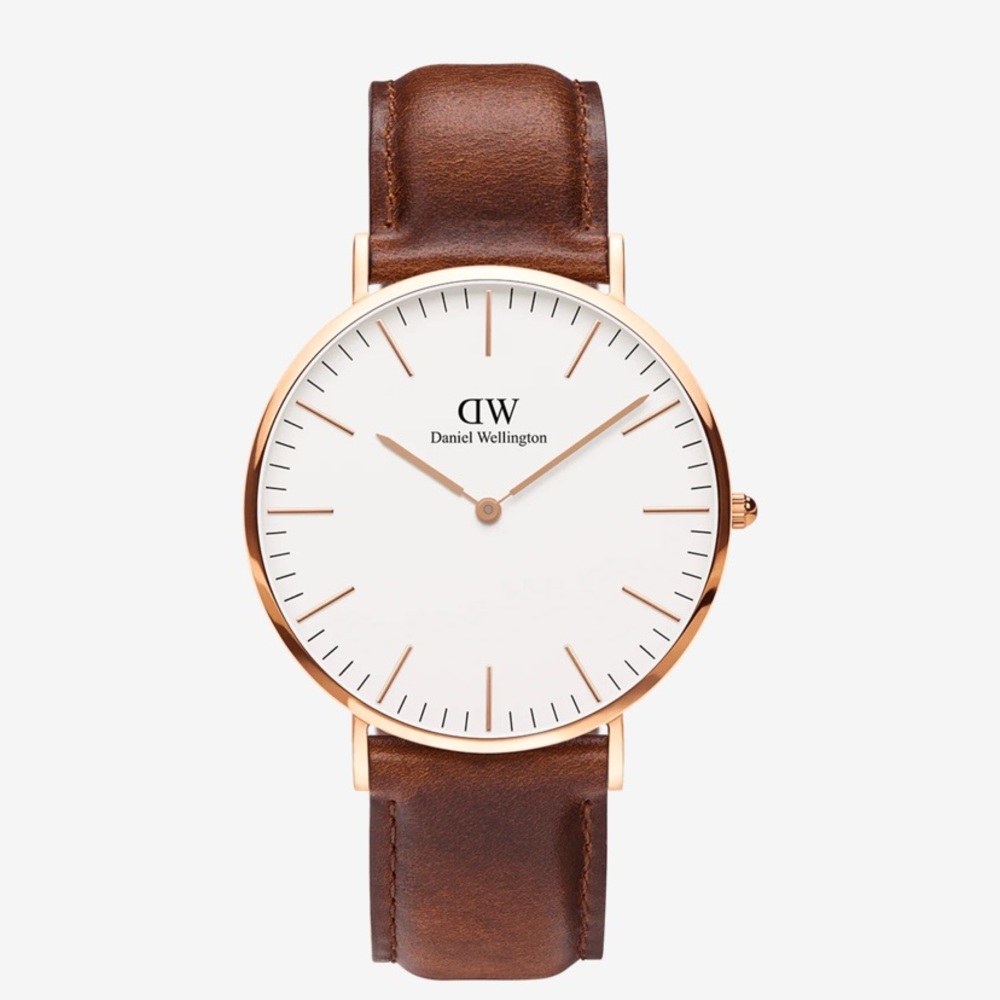 Daniel Wellington Classic 36mm Rose Gold Set Brown Black Leather Glasgow Bundle